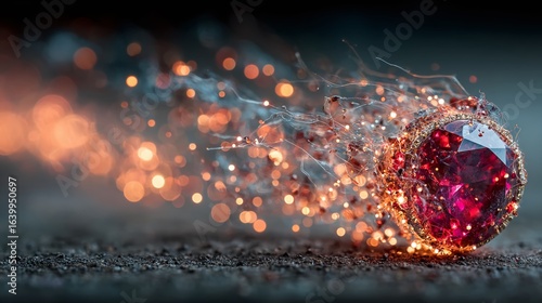 Exquisitely Detailed Macro Photography of a Ruby Brooch A Stunning Closeup Exploration of Gemstone Craftsmanship