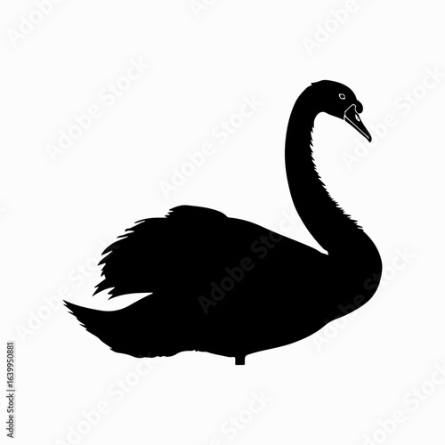 Swan Simple Black Single Icon Concept, Wild Lover Swan  Vector, Black Swan, Swan Silhouette Isolated Sign Design Element Logotype Style Art
