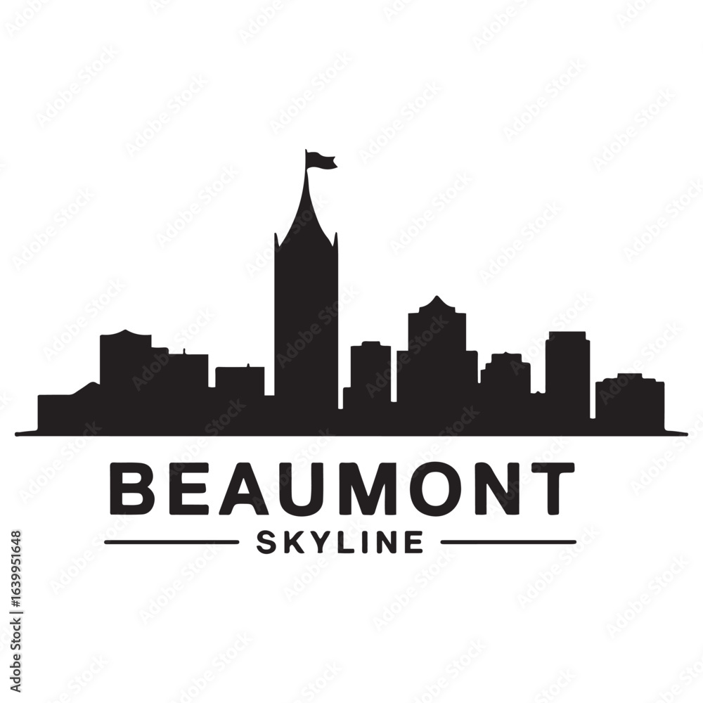 Fototapeta premium Beaumont TX skyline silhouette. Vector illustration. Vector black silhouette. with white background.