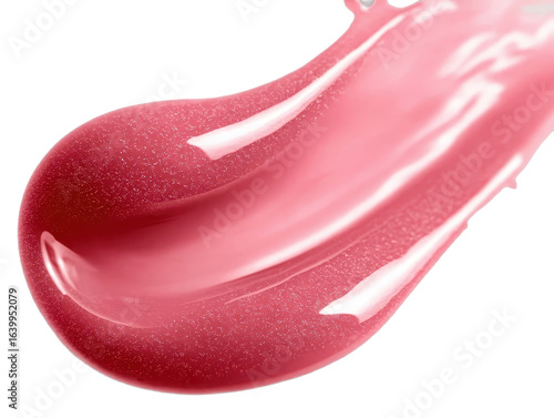 Pink lip oil or lip gloss swatch texture isolated on white background. Transparent background