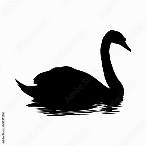 Swan Simple Black Single Icon Concept, Wild Lover Swan  Vector, Black Swan, Swan Silhouette Isolated Sign Design Element Logotype Style Art