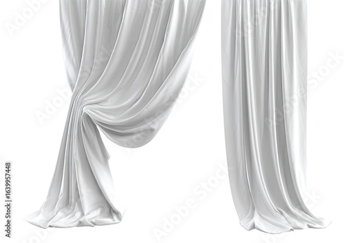 White curtains billowing open, a studio shot