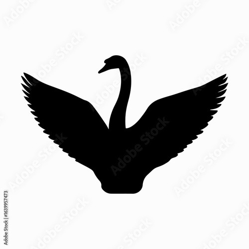 Swan Simple Black Single Icon Concept, Wild Lover Swan  Vector, Black Swan, Swan Silhouette Isolated Sign Design Element Logotype Style Art