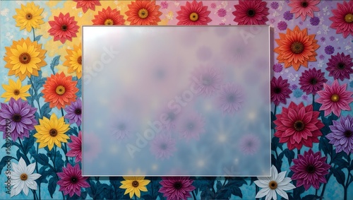 A vibrant floral design with an elegant frame