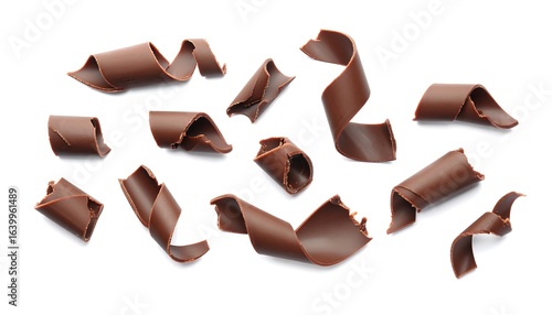 Chocolate curls isolated on white background
