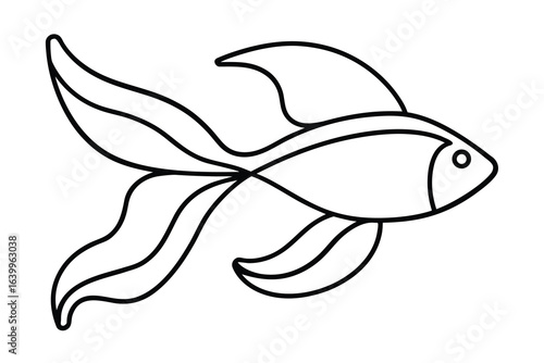 Minimalist single line continuous drawing a goldfish with flowing fins animal aquatic