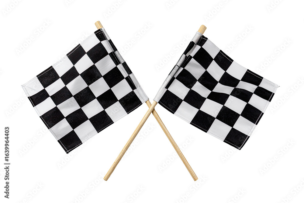 Fototapeta premium Two checkered racing flags crossed