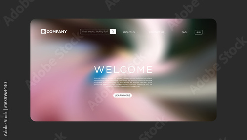 Modern website landing page with vibrant blur and welcome message for clean aesthetic designs