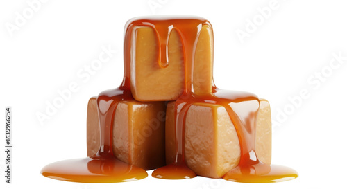 Caramel cubes with sauce
