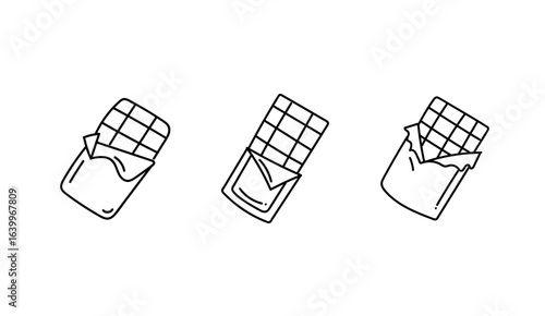 Chocolate Bar Icon Set Isolated on White Illustration Vector. Chocolate Icon Banner