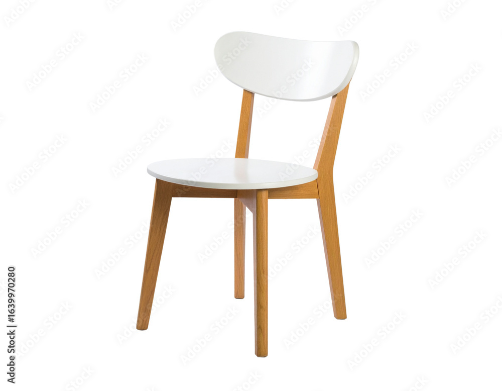 custom made wallpaper toronto digitalFirefly_stylish chair with white top and light wooden legs standing on white Generative AI