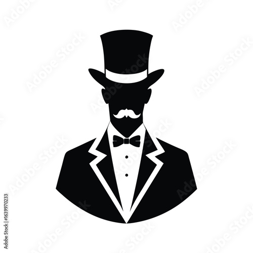Elegant man tipping top hat silhouette art