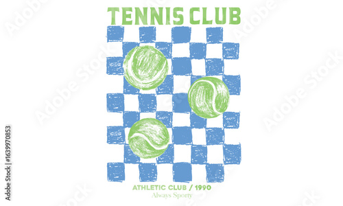 Tennis court graphic design. Tennis club artwork for t shirt, posters, stickers, background and others. oil pastel design.