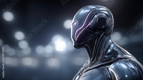 Silhouette of Future Tech Warrior Deep in Thought