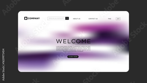 Modern website landing page welcomes visitors with a clean design and abstract purple gradient