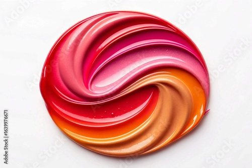 Swirls of Vibrant Lip Gloss Colors on White Background