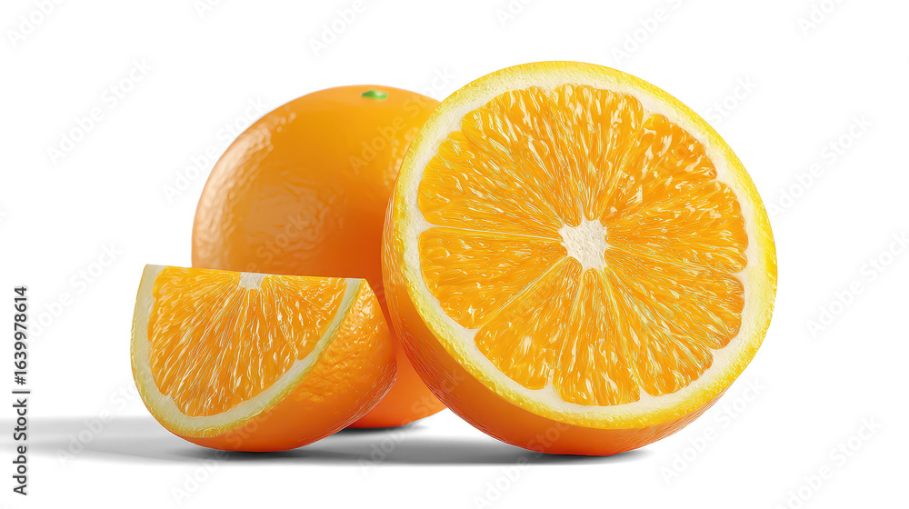 Fototapeta premium orange with slices on white background