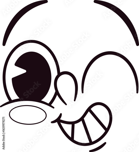 Positive smiling eyes winking caricature