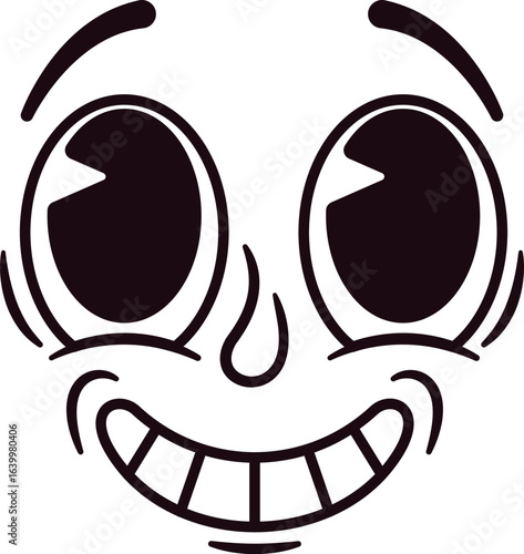 Toothy smiling eyes caricature face
