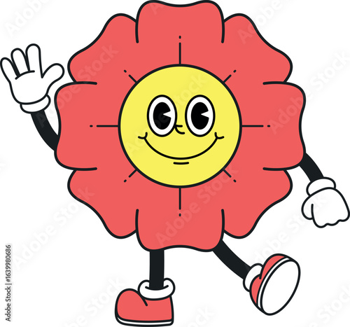 Smiley positive flower character greeting