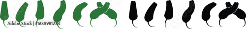 Chili pepper icon set, capsicum collection hot spice vector group, jalapeno silhouette and outline, cayenne symbol bundle, vegetable pictogram pack in line style for seasoning design isolated