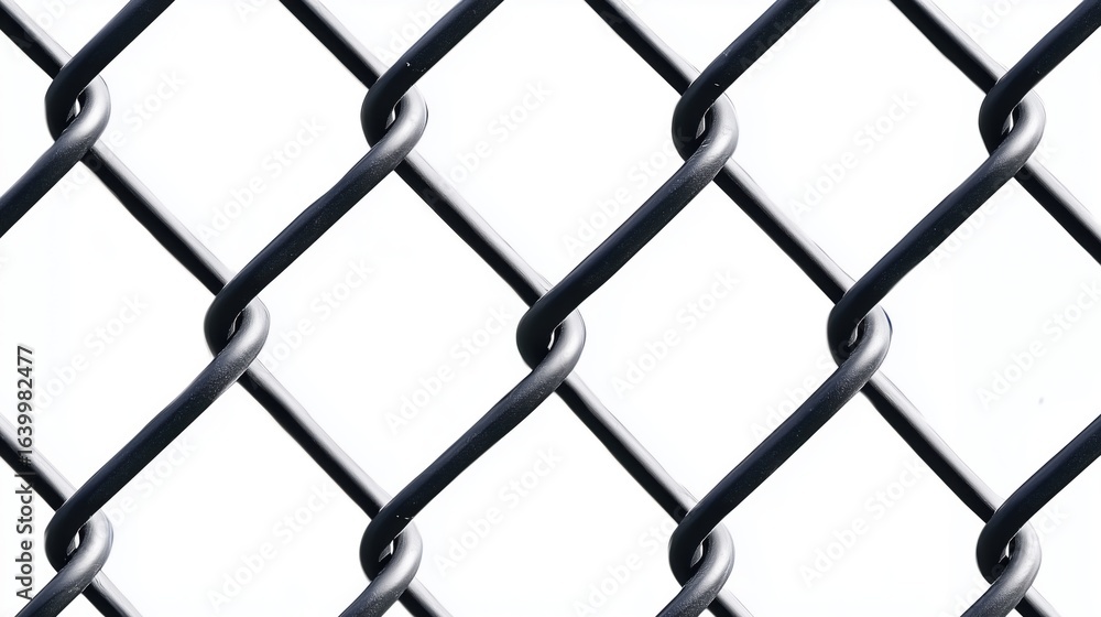 Fototapeta premium dark Chain link fence texture isolated on white, cut out white