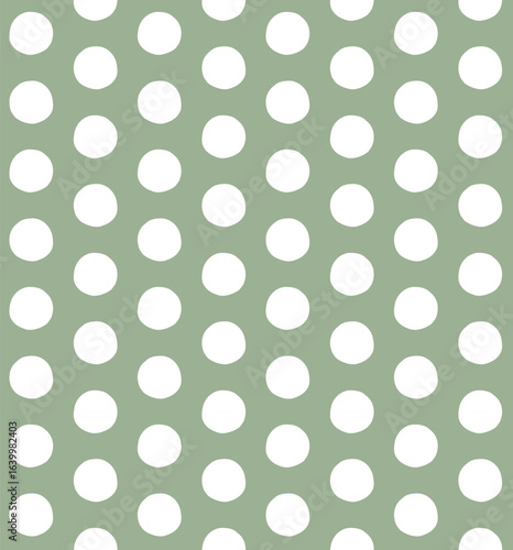 Vector seamless pattern of hand drawn sketch doodle circle isolated on green background