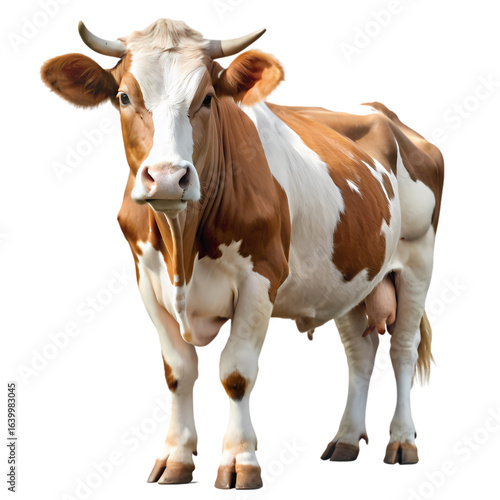 Brown and White Cow A Farm Animal Portrait