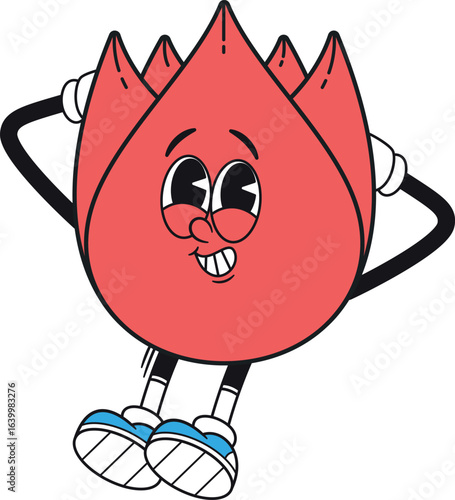 Lazy procrastinating red flower character