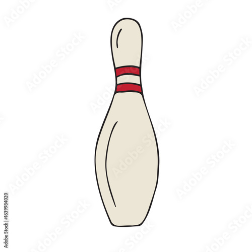 Vector hand drawn sketch doodle colored bowling skittle isolated on white background