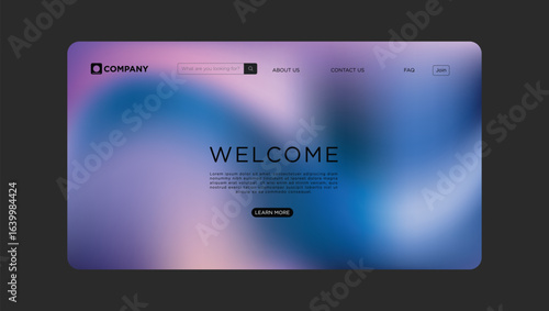 Modern welcome page design with elegant gradient background for websites and landing pages