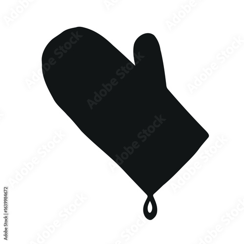 Vector hand drawn kitchen potholder silhouette isolated on white background