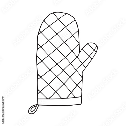 Vector hand drawn doodle sketch outline kitchen potholder isolated on white background
