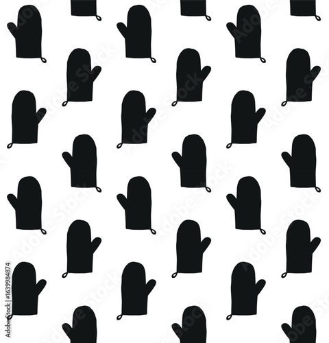 Vector seamless pattern of hand drawn doodle sketch kitchen potholder isolated on white background