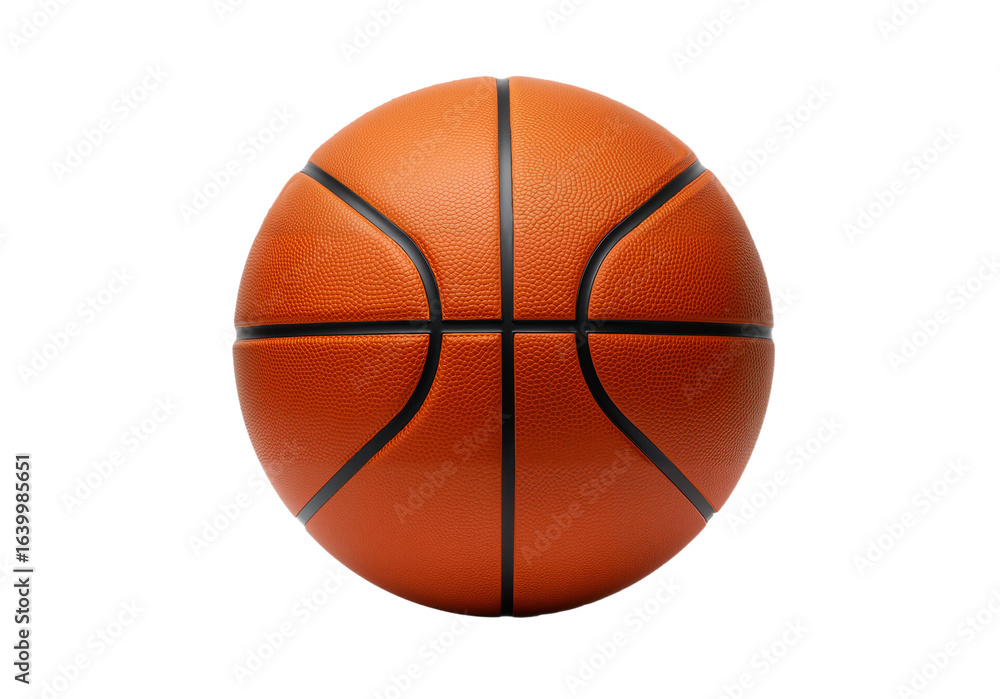 Fototapeta premium Basketball's Perfect Form A Detailed View of the Orange Ball Against White