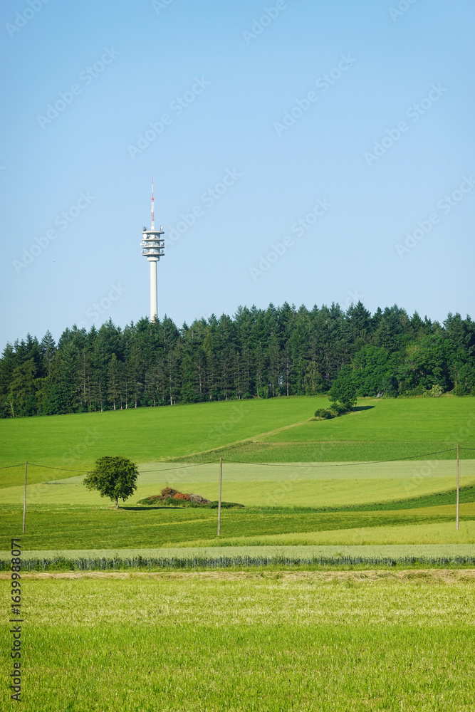 Obraz premium The television tower in Schwaebisch Alb, Baden Wuerttemberg, Germany
