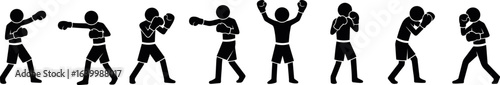Boxing stick figures in various stances, punching, defending