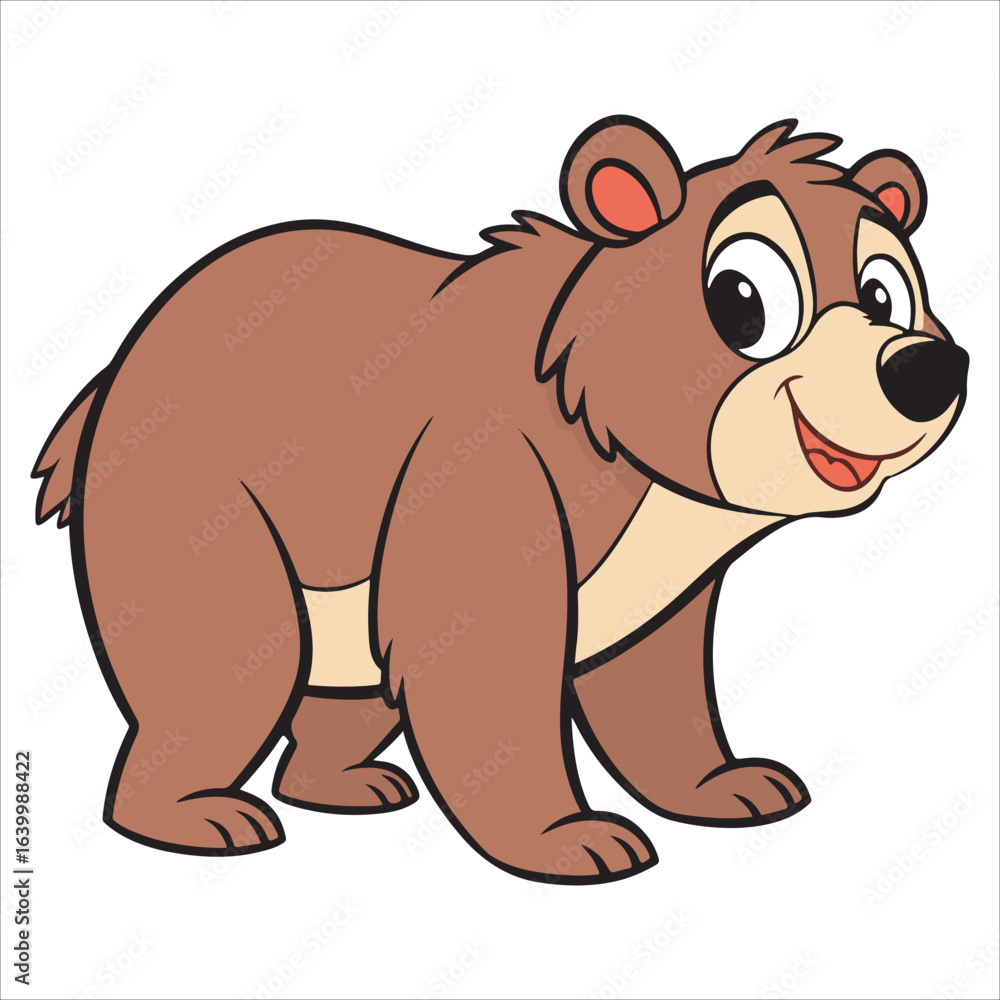 Naklejka premium Cute cartoon wild animal characters including bear rhino hippo and elephant vector illustration