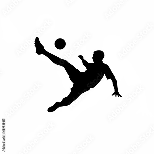 Soccer player in black uniform kicking a ball during a qualifier match