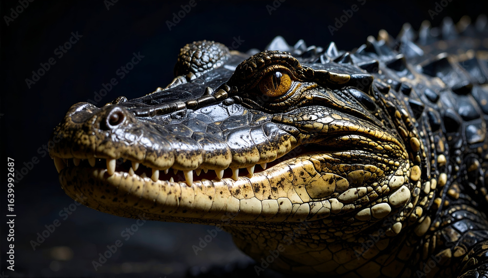 Obraz premium Young Spectacled Caiman Portrait.