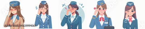 vector character of a flight attendant with sore eyes