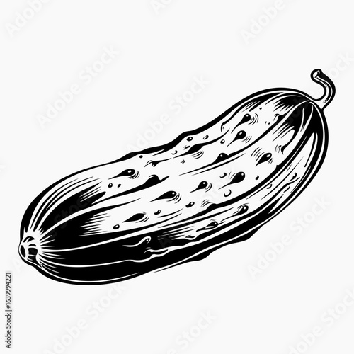 Cucumber Symbol Silhouette Black Vintage Retro Style Icon, Cucumber Vector Art, Cucumber Food Lover, Cucumber Vegetable Isolated Black Graphic 
