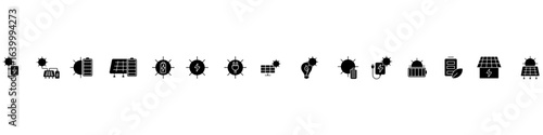 Solar panels vector icon set. Solar energy illustration sign collection. Solar charging symbol. Alternative energy logo.