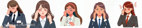vector character of female secretary having sore eyes