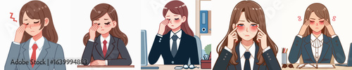 vector character of female secretary having sore eyes