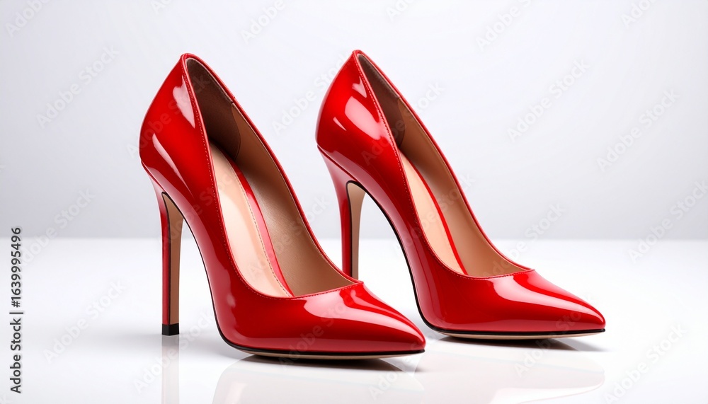 Red High Heel Shoes on White Red High Heel Shoes on White