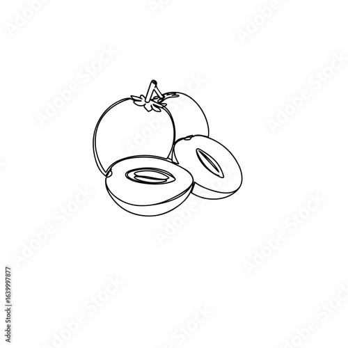 Sapodilla Icon in Black and White – Minimalist Tropical Fruit Vector Illustration