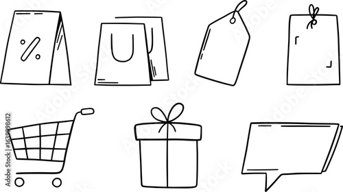 Shopping element doodle on white background. Vector illustration