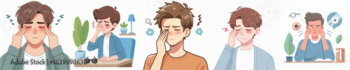 vector of young man having sore eyes