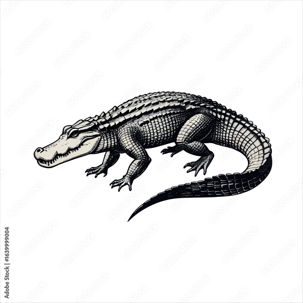Fototapeta premium Vector art of detailed alligator illustration
